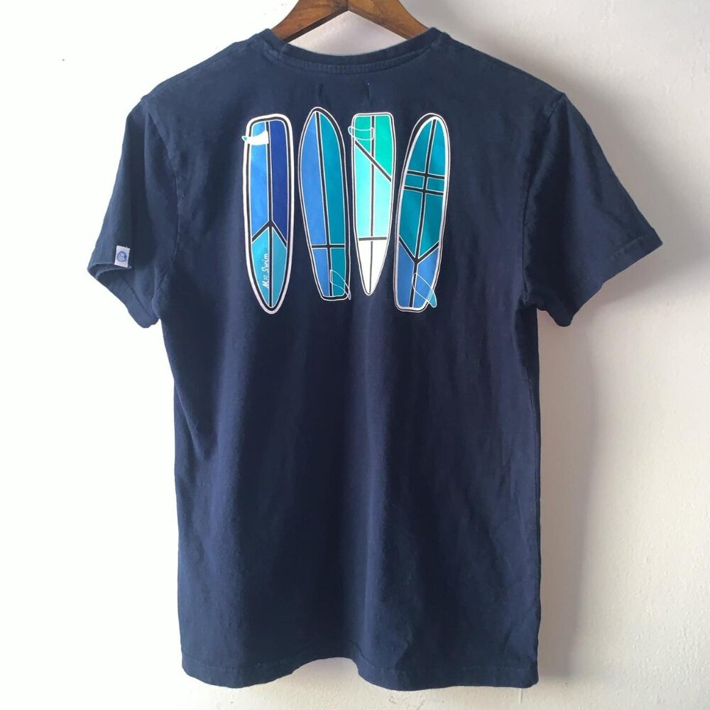 Mr. Swim Navy Blue Surfboard Pocket Tee Tshirt Size Small
